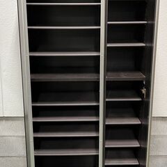 木製 10段 靴箱 シューズボックス 下駄箱 大型 ミラー付 幅85cm×奥行38cm×高さ180cmの画像