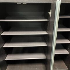 木製 10段 靴箱 シューズボックス 下駄箱 大型 ミラー付 幅85cm×奥行38cm×高さ180cmの画像