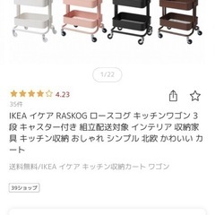 決まりました‼️中古品 IKEA キャスター ワゴン ターコイズ キッチンワゴン 収納 収納家具の画像