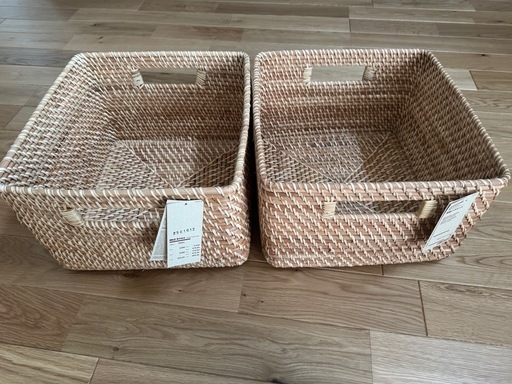 【新品　未使用】　
無印良品　重なるラタン角型バスケット・大
