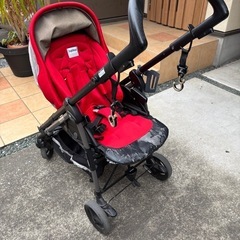 【差し上げます】ペグペレーゴ　Si ベビーカー　赤xグレーx黒
