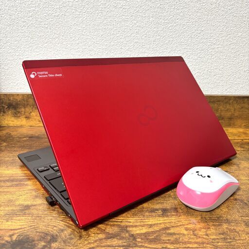 富士通 - 仕事用っぽくない！赤色　ノートパソコン　赤色マウス付き Fujitsu 赤 ノートPC 本体 マウス付き