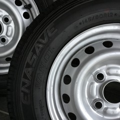 ダイハツ純正 4J 12インチスチールホイール 2024年製造 ダンロップ VAN01 145／80R12 6P.R 4本set ハイゼットトラック カーゴ等にの画像