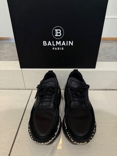BALMAIN ブラック モノグラム B-Bold ローカットスニーカー