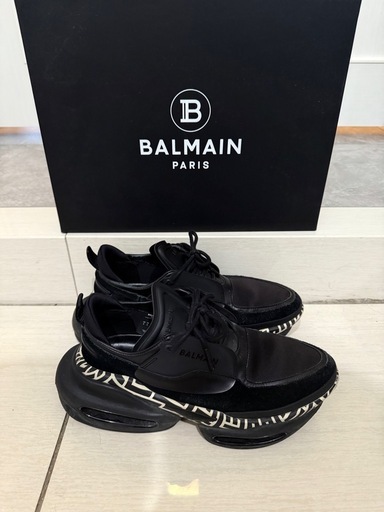 BALMAIN ブラック モノグラム B-Bold ローカットスニーカー