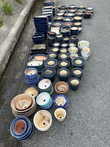 生子盆栽鉢植木鉢大型海鼠縄縁胴縄　高級植木鉢山野草青3つ足31x19x12 生子盆栽鉢植木鉢大型海鼠縄縁胴縄 高級植木鉢山野草青3