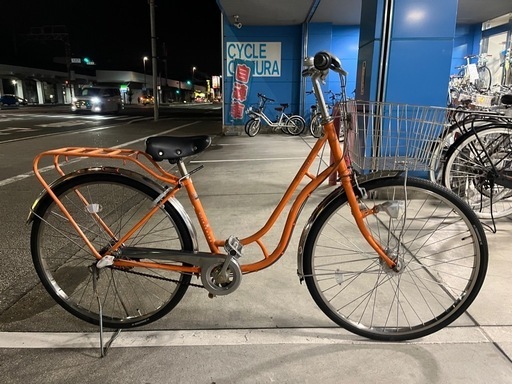 【大人用】整備済中古自転車 サイモト 26型ハシゴ型ルーシャス オレンジ色 <自転車のオオムラ 静岡店>