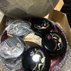 【未使用 箱入】桂由美 DX渕太盆付飯切汁椀セット 5客揃い すみれの画像