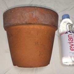 【まだ受付中】20-03 中古 陶器製 植木鉢 茶 これからの季節ガーデニングに如何ですか♪ 丸プランター 早い者勝ちです✨✨の画像