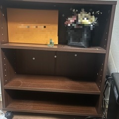 ☆美品☆-木製ブラウン本棚 3段　キャスター付きの画像