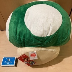 きのこ　みどり　緑　グリーン 大きいぬいぐるみ　スーパーマリオの画像