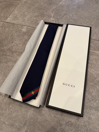 GUCCI ネイビー シルク ネクタイ