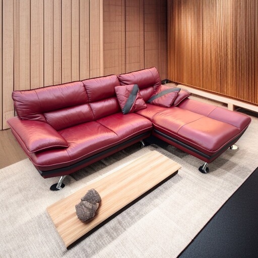 カウチ ワインレッド レザー コーナー ソファ 大阪