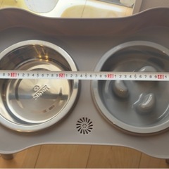 犬用食器台 餌台 ペット 食器　ステンレスボウル　早食い防止ボウル付き　大型犬や中型犬に最適の画像