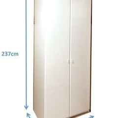 【投稿価格から70%OFF！】【購入時７万円】IKEA イタリア・ドイツ製 クローゼット(ワードローブ)　高さ237cm　ガラスコーティング扉　イケア VINSTRA　衣装タンス　洋ダンス　洋タンス の画像