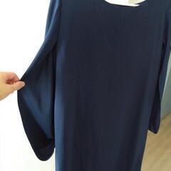 Lideel ワンピース 紺 ケープスリーブ