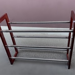 ラック 飾り棚 靴 コレクション 伸縮 木目調　ステンレス 軽い