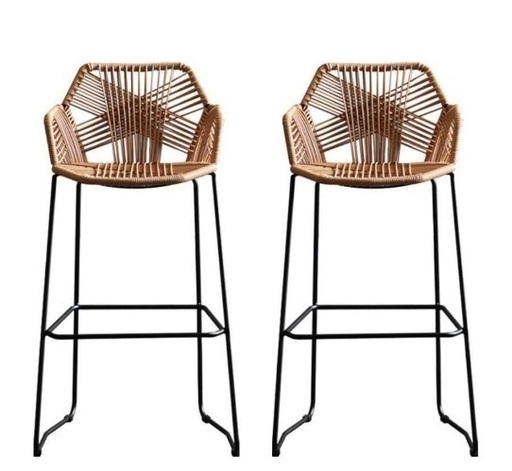 ※4/5まで掲載※ 使用半年｜ラタン風カウンターチェア バースツール二脚セット