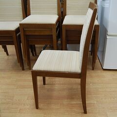 大量入荷!! ダイニングチェア 幅48×奥行47×高さ94cm 木製 布張りクッション付き スタッキング可能 ブラウン×クリーム系 椅子 イス いす まとめて購入歓迎！ 札幌市 清田区 平岡の画像
