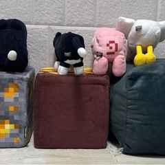 マイクラ　ぬいぐるみ4個　クッション1個　正座いす2個セット　マインクラフトの画像