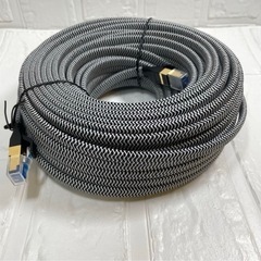 LANケーブル25M Cat8フラット編みケーブル高速 RJ45コネクタ薄型 留め具20個付き
の画像