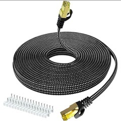 LANケーブル25M Cat8フラット編みケーブル高速 RJ45...