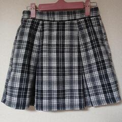 冬用 白黒 チェック 柄 ミニスカート M