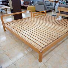 ★ジモティ割あり★  ダブルベッドフレーム ウッド H30×D200×W144.5 クリーニング済み OJ8616の画像