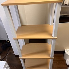 不二貿易 オープンラック シェルフ 4段 幅47×奥行29.5×高さ111.2cm ナチュラル ホワイト 軽量 工具不要 組立商品 フィット 99774の画像