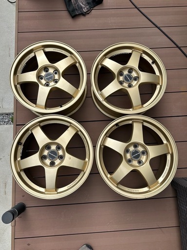 スバル純正ゴールドホイール4本レイズ製7J+55 100