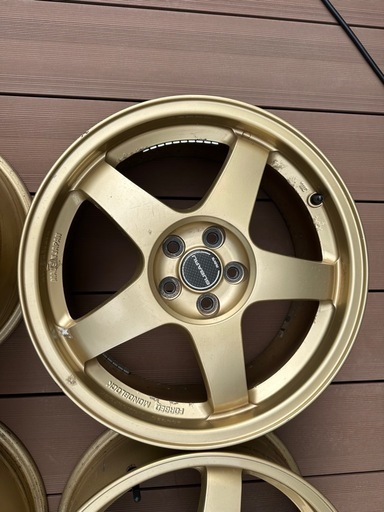 スバル純正ゴールドホイール4本レイズ製7J+55 100