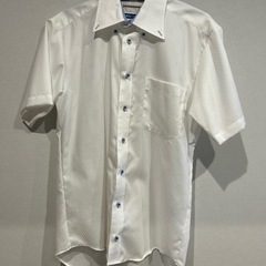 【受渡予定者決定済】メンズ　AOKI ワイシャツ　半袖　白シャツ　ハンガー付の画像