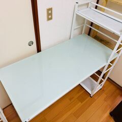 パソコンテーブル 棚付きの画像