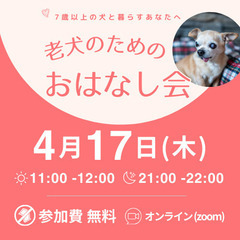 無料！『老犬のためのおはなし会』オンライン開催♪
