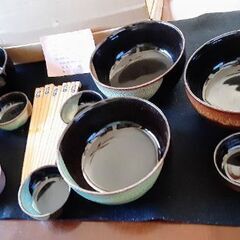 美品 陶漆芸　巧 製「景春　五色親子鉢」どんぶり鉢×5/小鉢×5...