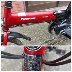 Panasonic パナソニック Off Time 折りたたみ電動アシスト自転車 BE-ENW074R 18〜20インチ バッテリー5Ah 長押し5点灯 動作確認済み美品の画像