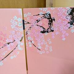 桜 蒔絵の屏風付きディスプレイスタンド[雛人形 フィギュア ディスプレイスタンド 伝統工芸 木工雑貨 一点物]の画像