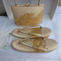 和装バッグ　草履セット　ゴールド