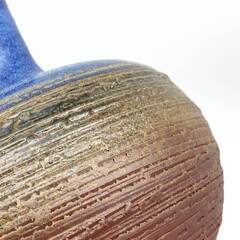 ss7404 未使用品 常滑焼 加藤嘉明作 壺 花瓶 ブルー×ブラウン 共箱付 陶器 花器 一輪挿し 青×茶 フラワーベース 和風 インテリア SEYEI セーエー陶器 工芸品 加藤嘉明の画像