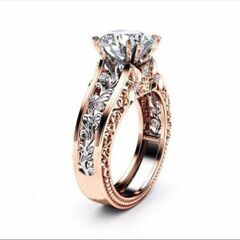j→→→m43-4/ピンクゴールド仕上げ/大粒ダイヤモンドＣＺブリリアントデザインリングの画像