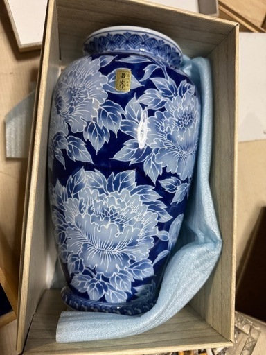 若山作 ローケツ牡丹 花瓶 花器