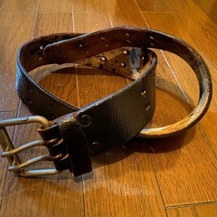 リアルレザー肉厚本革2連幅広ベルト☆vintageやれ感アリバイ...