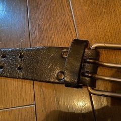 リアルレザー肉厚本革2連幅広ベルト☆vintageやれ感アリバイク乗りバイカーの画像
