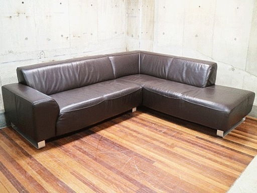 ※価格交渉＆引取歓迎【中古・美品】IDC 大塚家具 L/Sコンフォート06 本革 カウチソファ　出品地：埼玉県三郷市　L/S Comfort-06　コーナーソファ