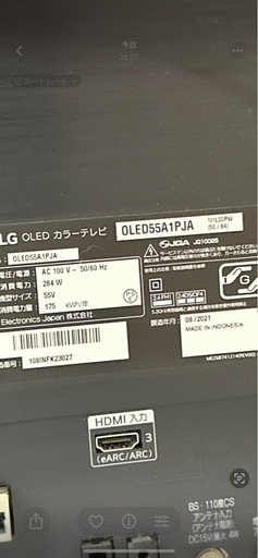 LG 55型有機EL テレビ OLED55A1PJA 2021 年モデル稼働正常 