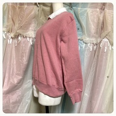 ꒰Sandie anap꒱裏起毛 重ね着風 長袖トレーナー ピンク秋冬 夢可愛いの画像