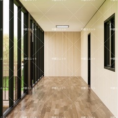 コンテナハウス、スーパーハウス、大型ユニットハウス、別荘、戸建て、オーダーメイド、トイレ風呂階段付き、ペアガラス張り、シャッタあり、倉庫、仮説住宅 の画像