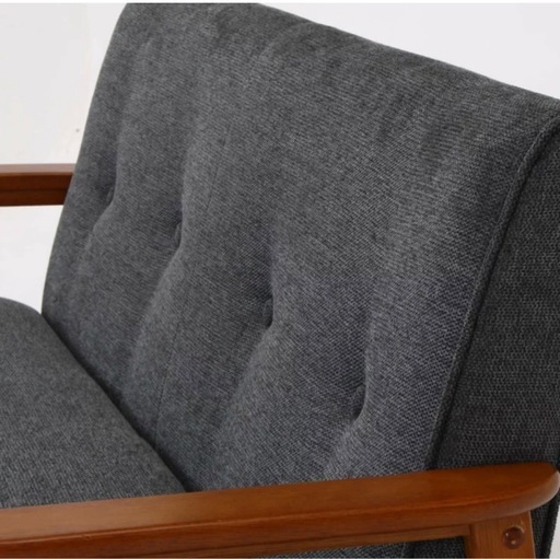 ブルーグレーソファー(新品)モダン、ミッドセンチュリー、ウッド