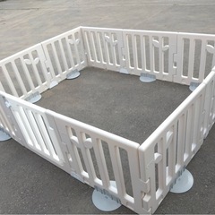 ● Caraz カラズ ベビーサークル  リーフ 扉 滑り止め 付き プレイヤード ベビーゲート ベージュ  160×200cm タイプ組み合わせ自由 円型固定ホルダー セット 中古 ③の画像