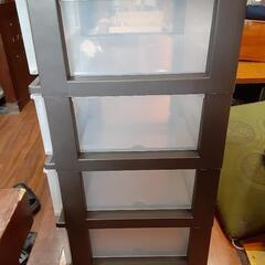 収納衣装ケース四段ボックス(ダークブラウン)の画像